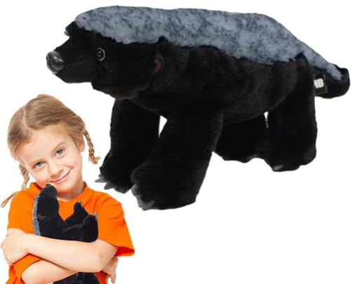 Honey Badger - Peluche morbido di medie dimensioni abbracciabile | Peluche Tasso Di Miele | Animali di peluche africano selvaggio per l'apprendimento della fauna selvatica, decorazione del do