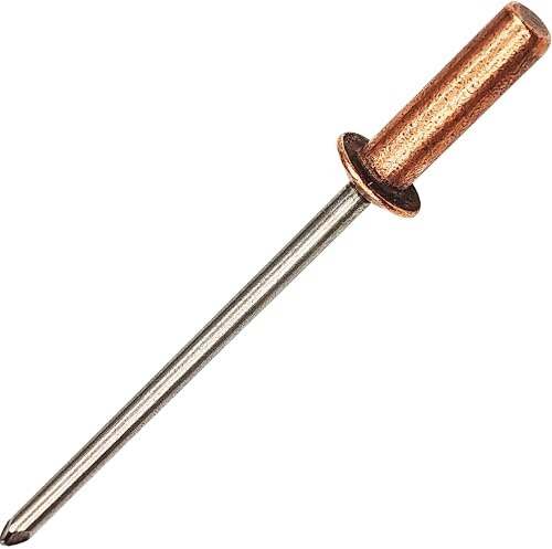 Kit de 60 Rivets Aveugles Pop Étanches à Bout Fermé - 3 Tailles : Ø3,2x6,5/9/11mm (20 Par Taille) - Tête Bombée en Cuivre, Mandrin en Acier Inoxydable