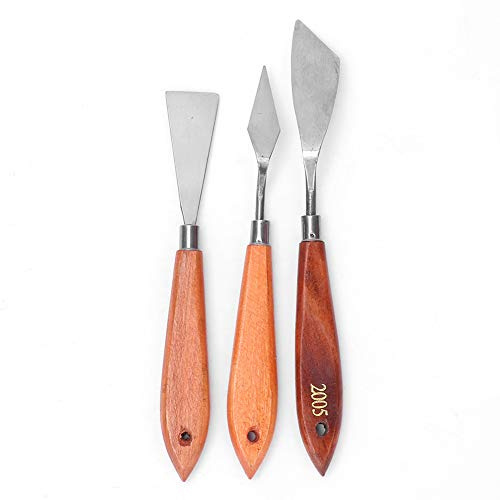 KIMISS Set di Spatole Flessibili in Acciaio Inossidabile - Raschietto per Spatole Neutro Pratico e Popolare in 3 Pezzi per Artisti - Forniture Durevoli per Pittura a Olio
