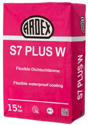 ARDEX S 7 PLUS W Flexibel Dichtschlämme 15 kg – Rissüberbrückende Abdichtung unter Fliesen – Für Bad, Dusche, Balkon & Terrasse – Innen & Außen (1)