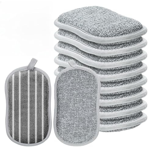 Reusable Washing Up Sponge, 10 Pack Double-Side Kitchen Bathroom Cleaning Sponges, Washing Up Sponges for Dishes Cutlery & Multi Surface Pads Cleaners