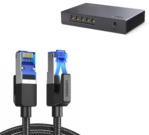UGREEN 5 Puertos 2,5G Ethernet Switch Conmutador de Red LAN Non Gestionado Carcasa Plástico Ajuste Dúplex, Hub RJ45 para TV Portátil Enrutador Monitor
