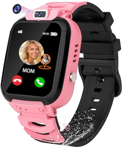EUNICECG Smartklocka för Barn med GPS-Tracker Klassrumsmodell Väckarklocka Telefon Spel IP68 Vattentät SOS Födelsedag Gåvor Digitalt Smartwatch Barn för Flickor Pojkar Tonåringar