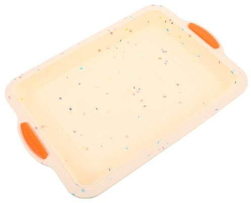 PRETYZOOM Moule à Brownie Carré en Silicone Alimentaire, Plaque de Cuisson Résistante Haute Température, Démoulage Facile, pour Pâtisserie Maison et Desserts Gourmands, Couleur Beige à Pois