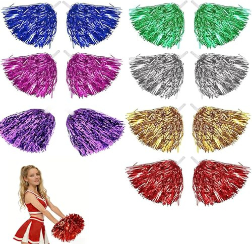 14PCS Pom Poms Cheerleading, Cheerleader Pom Poms for Children Adult