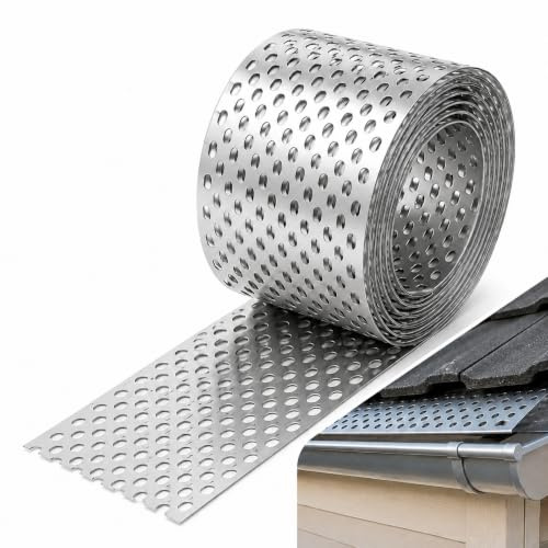 Qnbonrich Griglia per grondaia, in alluminio, 7 m x 80 mm, antiruggine, protezione dagli uccelli e dagli insetti, per tetto, banda di ventilazione resistente alle intemperie, per allontanare i