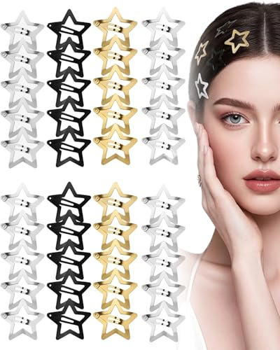 CATZUM Fermagli per Capelli a Stella Y2K - 40 Pezzi Quattro Colori, Mollette Forcine Vintage per Donna e Ragazza, Accessori Capelli Presa Forte per Ogni Stile