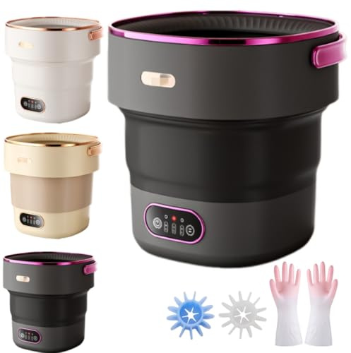 Portable Washing Machine,16L 2KG Upgraded Mini Washing Machine,3 Washing Modes with Spin Basket,Deep Cleans Small Items,Foldable Design for Dormitories (Black-purple)