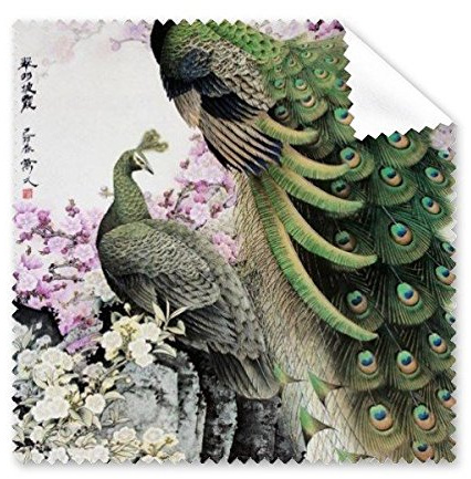 Rosa Weiß Blumen Grün Pfau Schwarz Rock Klassische chinesische Malerei Brille Reinigungstuch Reinigungstuch Geschenk Handy-Display von 5 x