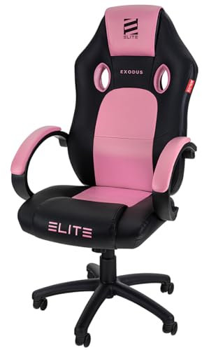 ELITE Gaming Stuhl MG100 Exodus | Ergonomischer Bürostuhl - Schreibtischstuhl - Chefsessel - Sessel - Racing Gaming Stuhl - Gamingstuhl - Drehstuhl - Chair - Kunstleder Sportsitz (Schwarz/Pink/Weiß)