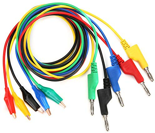 Multimeter Test Leads 5Pcs Stackable Banana Plug Clip Probe Wires for Digital Analog Meters Electrical Measurement Tool for Electricians Engineers and DIY Enthusiasts