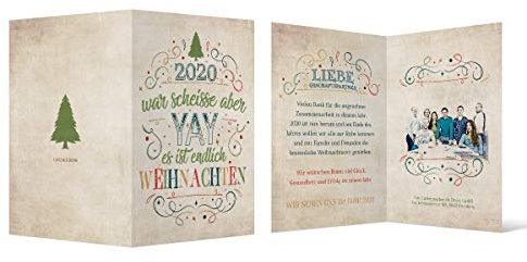40 x Individuelle Firmen Weihnachtskarten geschäftlich Klappkarten mit Foto - Yay endlich Weihnachten