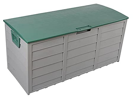 1 Click Buy Outdoor Garden Plastic Storage Utility Chest Cushion Shed Box - Ideal for Outdoor Cushions, Parcels Tools Toys Shed Overflow (290L, Green)