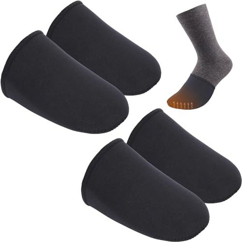 KATELUO Zehenwärmer 2 Paare Neopren Zehenschutz, Neopren Zehenwärmer, Toe Warmers, Unisex Fußwärmer, Neoprensocken, Schwarz Sohlenwärmer für Radfahren, Laufen, Wandern, Skifahren (S/M)