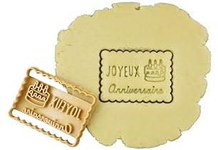 3DKOUPE - Emporte-pièce petit beurre - Joyeux Anniversaire - Couleur au choix - Conçu et fabriqué en France