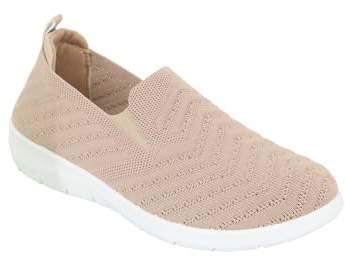Amber Ladies Wide EE Fit Slip On Shoes Knit Fabric Trainers with Flexisole