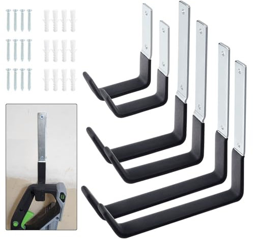 Mynoozi 6er Set Robuste J-Haken, Utility Garage Wandhaken, Schwerlasthaken aus Stahl für Aufhängen Gartengeräte, Fahrräder, Sportausrüstung, Sperrige Artikel(2S & 2M & 2L)