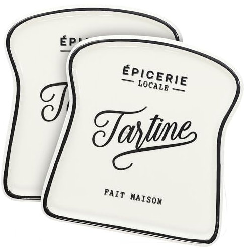 Linnea Lot de 2 Assiettes Creuses en céramique Brooklyn Blanc et Noir