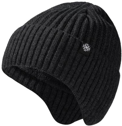 BNOYONERAS Cappello Uomo Invernale Berretto, Berretto cappello invernali Cappello pile Berretti maglia Outdoor, Uomini Caldo Antivento Cappello, Cappello Sportivo Invernale per Sci Corsa Bici (Nero)