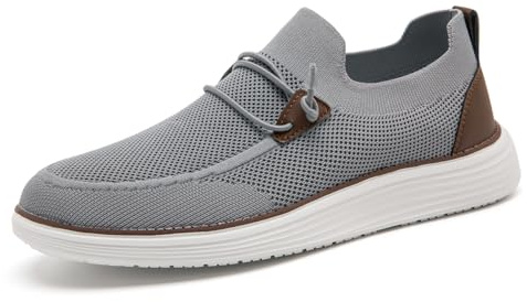 VGPSFN Mocassins pour Hommes Pantoufles Plates Mocassins à Enfiler Chaussures Bateau Chaussures de Marche Chaussures habillées Baskets de Fitness légères et Respirantes Confortables Gris Clair EU 47