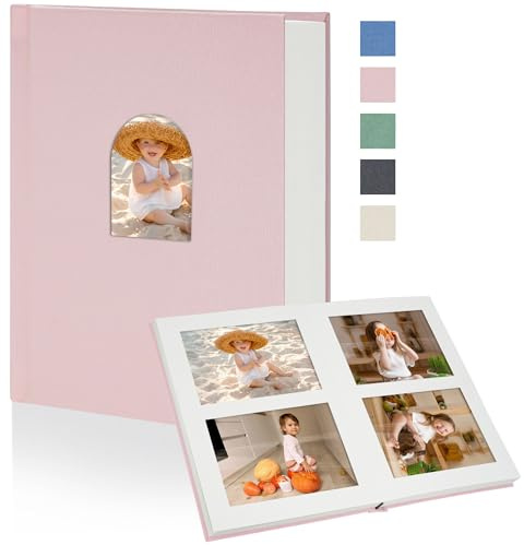 Vienrose fotoalbum 6 x 4 60 foton linne fodral memo rymd rosa