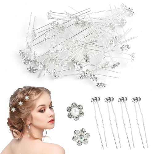 40 Piezas Horquillas Pelo Mujer de Novia, Pinza de Pelo con Perlas y Diamantes para Bodas y Eventos Especiales，adornos pelo boda invitada，tocados de pelo boda mujer，perlas para el pelo