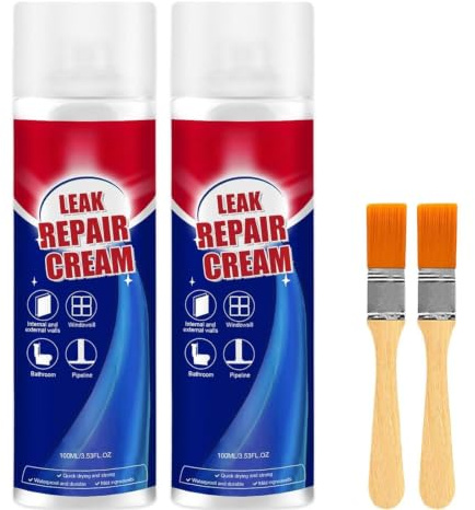 2Pcs Leak Repair Waterproof Sealant Apply, 100ml Leak Sealer Liquid With Brush, Instant Waterproof Sealant Long Lasting Coating For Repair Roofs, Drainpipes And Gutter, Interior Exterior Use
