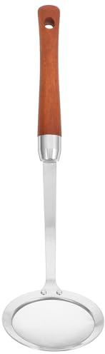 Healifty Cuchara Colador de Acero Inoxidable con Mango de Madera Ergonómico para Cocinar y Freír Espumadera Multifuncional para Filtrar Alimentos y Grasa Cocina