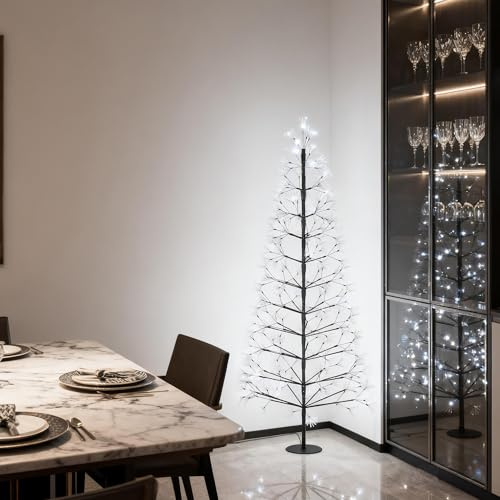 Aufun LED Weihnachtsbaum 150 cm mit 1500 Kaltweiß LEDs, LED-Metall-Tannenbaum, Weihnachtsbaumbeleuchtung Metall inklusive Mast, Lichterbaum für Indoor Outdoor Winter Home Weihnachtsferien Dekoration