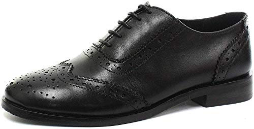 Cipriata Damen Violetta Leder Brogue Oxford Schuhe (40 EU) (Schwarz)