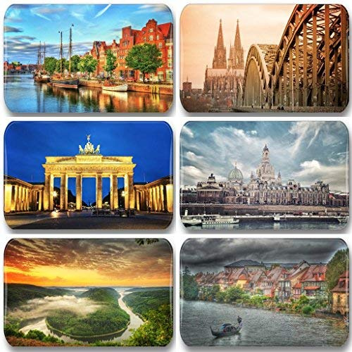 Merchandise for Fans Deutschland/Germany Sehenswürdigkeiten - 6 rechteckige Kühlschrankmagnete 7X 4,5 cm - 03 für Memoboard Pinnwand Magnettafel Whiteboard