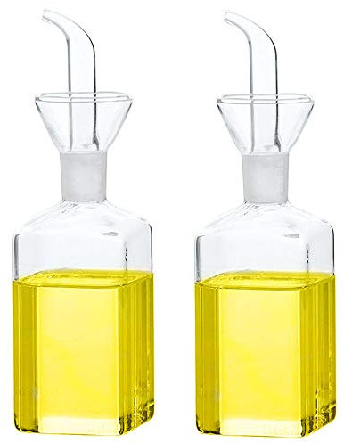 LanHope Ölflasche, Glasflasche, Olivenöl, Spender, Kochen, Öl, Essig, Messspender mit Ausguss, für Küche und BBQ (Mittel, 2paket)