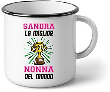 bubbleshirt Tazza in Alluminio Nonna Personalizzabile con Il Nome della Nonna - La miglior Nonna del Mondo - Festa dei Nonni - Nonna n 1 - Evento - Idea Regalo Divertente