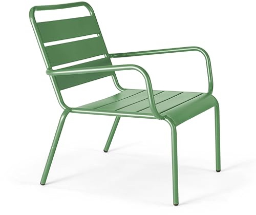 Oviala Fauteuil de Jardin Bas Relax Acier Vert Cactus - Palavas