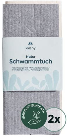 klæny® öko Natur Schwammtücher 2er Pack I biologisch abbaubare Naturschwammtücher I Bio & Plastikfrei I Nachhaltig & bei 95 Grad waschbar I Schnelltrocknend & für alle Oberflächen