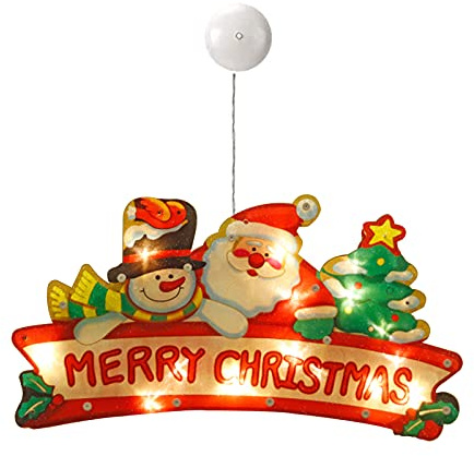 Bseical Weihnachtslichter Fensterbank Batteriebetrieben, Leuchtende Deko Saugnapf LED, 3D Illusions Lampen Hängende Lichterkette, Weihnachtsdeko Amerikanisch für Warmweiß Licht (Weihnachten)