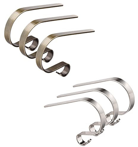 YQYAZL 6 Stück Weihnachtsstrumpf-Halter, silberne Strumpf-Haken für Kamin zum Aufhängen von Kaminsims, für die Wand, Weihnachten, Kamin / 2 Farben