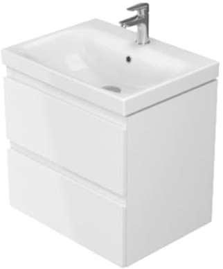 ECOLAM Badmöbel Waschtisch Waschbecken 50 cm + Schrank Moduo Waschbecken mit Unterschrank 2 Schubladen weiß, Soft Close, modernes Design