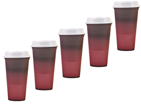 XKUN 5Pcs 473 ML De Bouteille d'eau en Plastique Température Couleur Changement De Tasse De Cupule À Chaud Réutilisable Casse À Café en Vrac Tumbler Personnalisé Cadeaux De Noël-5Pcs Black