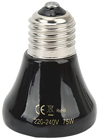 mumisuto Mini-Keramik-Wärmestrahler, Reptilien-Wärmelampe, Infrarotwärme, kein Licht, Amphibien-Heizlampe für Amphibien, Haustiere, die Hühner inkubieren(75W Schwarz)