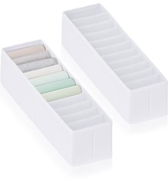 ROW&LINE® – Organizador – 11 compartimentos extra altos para artículos de bebé, calcetines y ropa – Sistema de organización para cambiador – duradero y cualquier y cajón – blanco – Talla: 2x XS