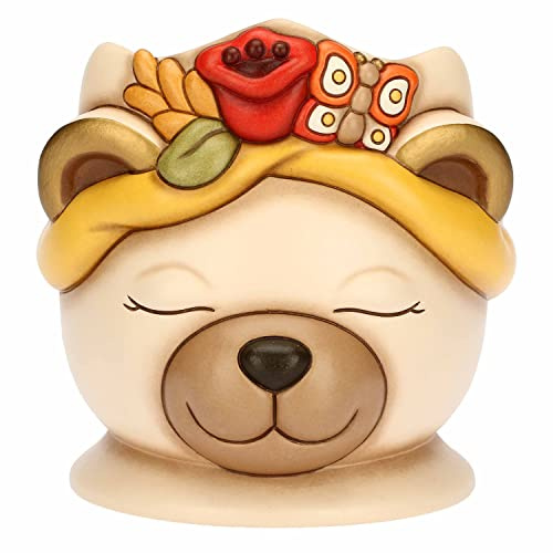 THUN, Cachepot con Iconico Teddy in Ceramica Decorata a Mano, Linea Armonie d'Estate, 18x16x15,5 cm h