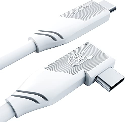 KabelDirekt – USB-C-Winkelkabel – 1m – 4K | Gewinkeltes All-in-One-USB-C-Kabel – Video, 20Gbit/s Daten, 240W Laden (PD 3.1) – Daten-/Lade-/Monitorkabel, weiß
