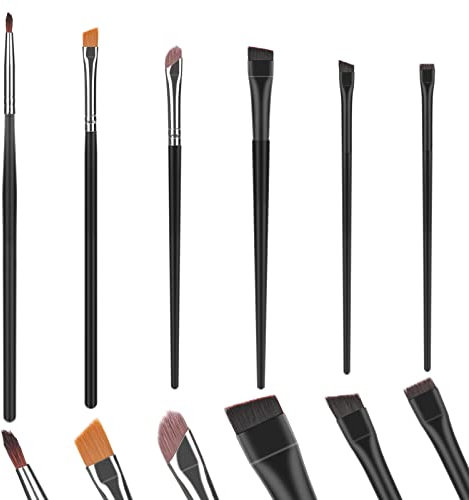 Eyeliner & Brauen Pinsel Set - Abgeschrägt & Gewinkelt für Lidschatten & Brauen - Kosmetik Pinsel Set (6 Stück)