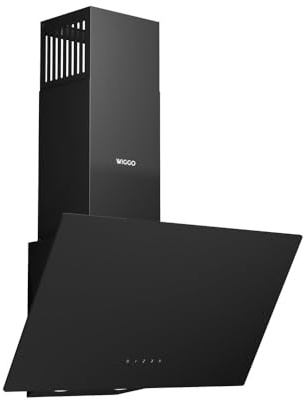 Wiggo Cooker Hood 60 cm Headless I Exhaust Air Recirculation Cooker Extractor 650 m³/h - Touch Display 4 Levels I Energy Efficiency Class A Angled Hood Including Grease Filter & 2x Carbon Filters