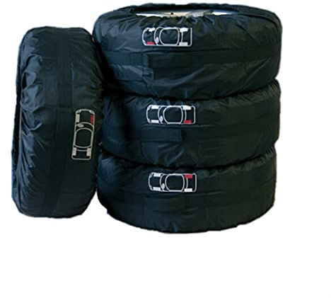 Reifentasche,Reifentaschen Auto-Ersatzreifen-Abdeckung für Sommer-Winter-Polyester-Auto-Reifen-Beschützer Aufbewahrungsbeutel Black-Rad-Zubehör für Sedan-SUV-Fahrzeug (Color : Small Size Black)