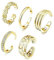 LENTQIUTT 5 Pcs Zehenring, offener Ring, 925 Sterling Silber, Damen, offener verstellbarer Bandring, Schmuckset (Gold)