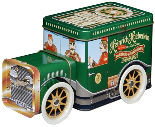 Heinrich Haeberlein Carillon a Forma di Furgoncino Verde Lebkuchenexpress con Biscotti Speziati al Cioccolato a Latte e Fondente 200g