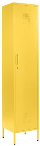 MMT Furniture Metal Locker Cabinet with Lockable Storage Cupboard Slim One Door (Yellow, 180 cm)