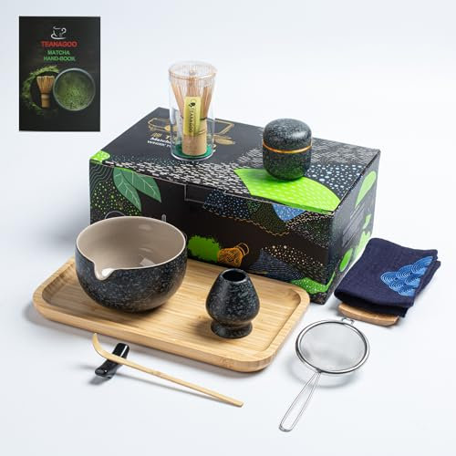 TEANAGOO Japanese Tea Set with Matcha Whisk, Bowl, Scoop, Holder and Green Tea Powder Kit